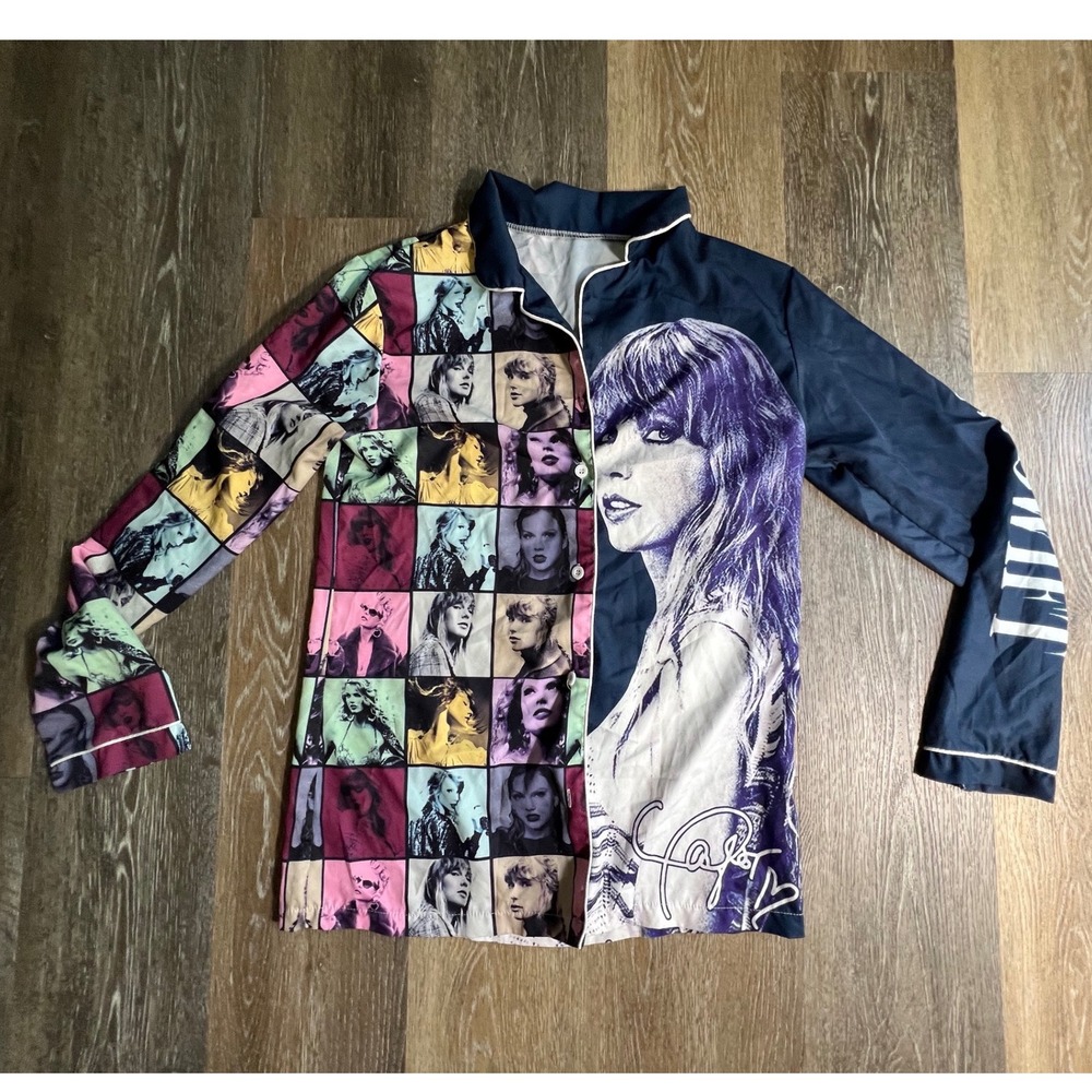 Taylor Swift Eras Tour Pajama Top Women Medium Multicolor Graphic Sleep Shirt